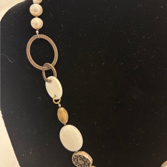 Silpada 925 Sterling Silver Pearl, Copper, & Shell Necklace N1996 in Gift Box - Picture 3 of 8